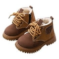 thumbnail image 4 of Quealent Boy's Girl's Winter Snow Boots Waterproof Kids Hiking Boots Cold Weather Outdoor Furry Lined Warm Walking Boot Shoes Brown for Size 9.5, 4 of 6