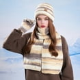 thumbnail image 4 of Xinwanna 3Pcs/Set Women Winter Hat Scarf Gloves Set Thickened Velvet Lining Knitting Hat Long Scarf Touch Screen Gloves Set Winter Accessories (Grey), 4 of 13