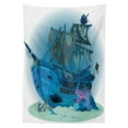 thumbnail image 3 of Ambesonne Pirate Ship Tablecloth Rectangular Table Cover, Underwater Antique, 52"x70", Blue Almond Green Pink, 3 of 4