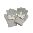 thumbnail image 2 of NAISIBABY Girls Knit Gloves, Thicken Warm Cute Bowknot Pearl Soft Winter 2025 Outdoor Gloves Beige, 2 of 3
