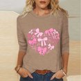 thumbnail image 2 of RKSTN Valentines Gift 3/4 Length Sleeve Womens Tops Oversized Crewneck Valentine Day Loves Heart Graphic Print Short Sleeve T Shirt Womens Casual Plus Size Round Neck Three Quarter Sleeve Tee Shirt, 2 of 6