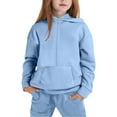thumbnail image 5 of OGLCCG Girls Sweatsuit Set Half Zip Hooded Pullover Sweatshirt & Jogger Pants with Pocket Casual 2 Piece Fleece Tracksuit Sets 5-13 Years, 5 of 8
