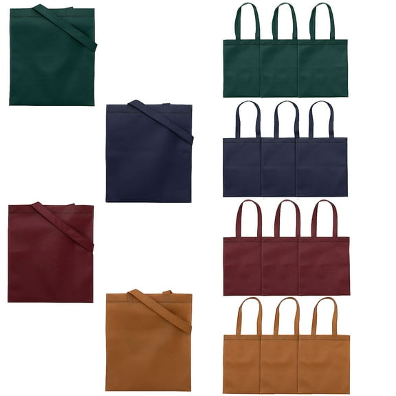 Fun Express 10" x 12" Medium Earth Tones Nonwoven Tote Bags - 12 Pieces