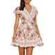 thumbnail image 1 of Mini vestido de playa con volantes y estampado floral bohemio con cuello en V para mujer Adepaton WRQX-19-4, 1 of 7