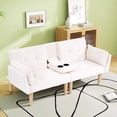 thumbnail image 4 of Leumius 72 Inch Futon Sofa Bed,Velvet Futon Couch with Adjustable Backrest and Cupholders,Suitable for Apartment,Living Room,Small Space,Beige, 4 of 8
