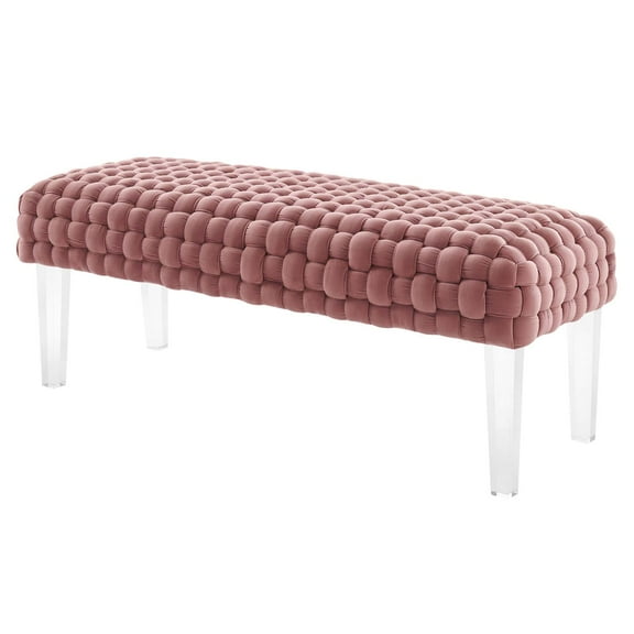 Ottoman Accent Chair , Pink, Velvet, Modern Contemporary, Mid Century Living Hotel Lounge Cafe Lobby