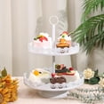 thumbnail image 5 of ZUMELER 5Pcs White Cake Stands Set Metal Cupcake Holder Cookies Dessert Display Plate Serving Tower Tray Platter with Handl for Baby Shower Wedding Birthday Party Celebration, 5 of 6