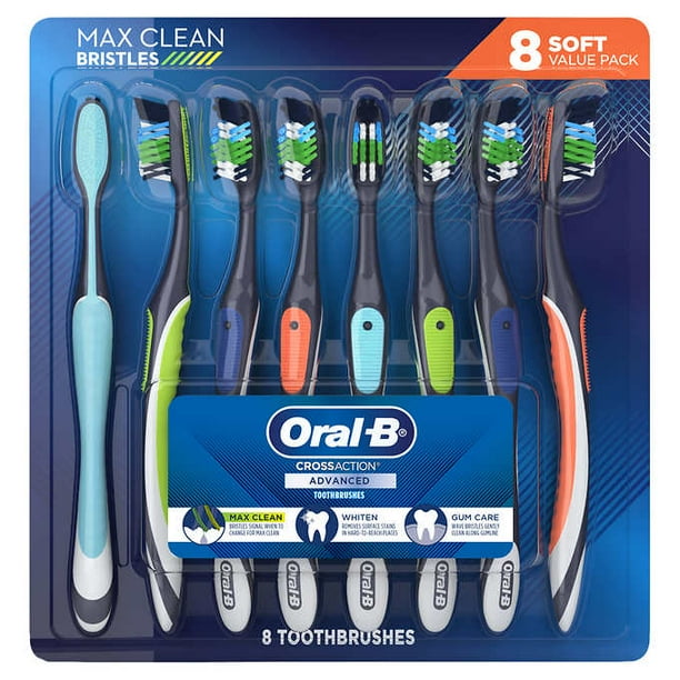OralB CrossAction Advanced Max Clean Toothbrushes, 8pack. Soft