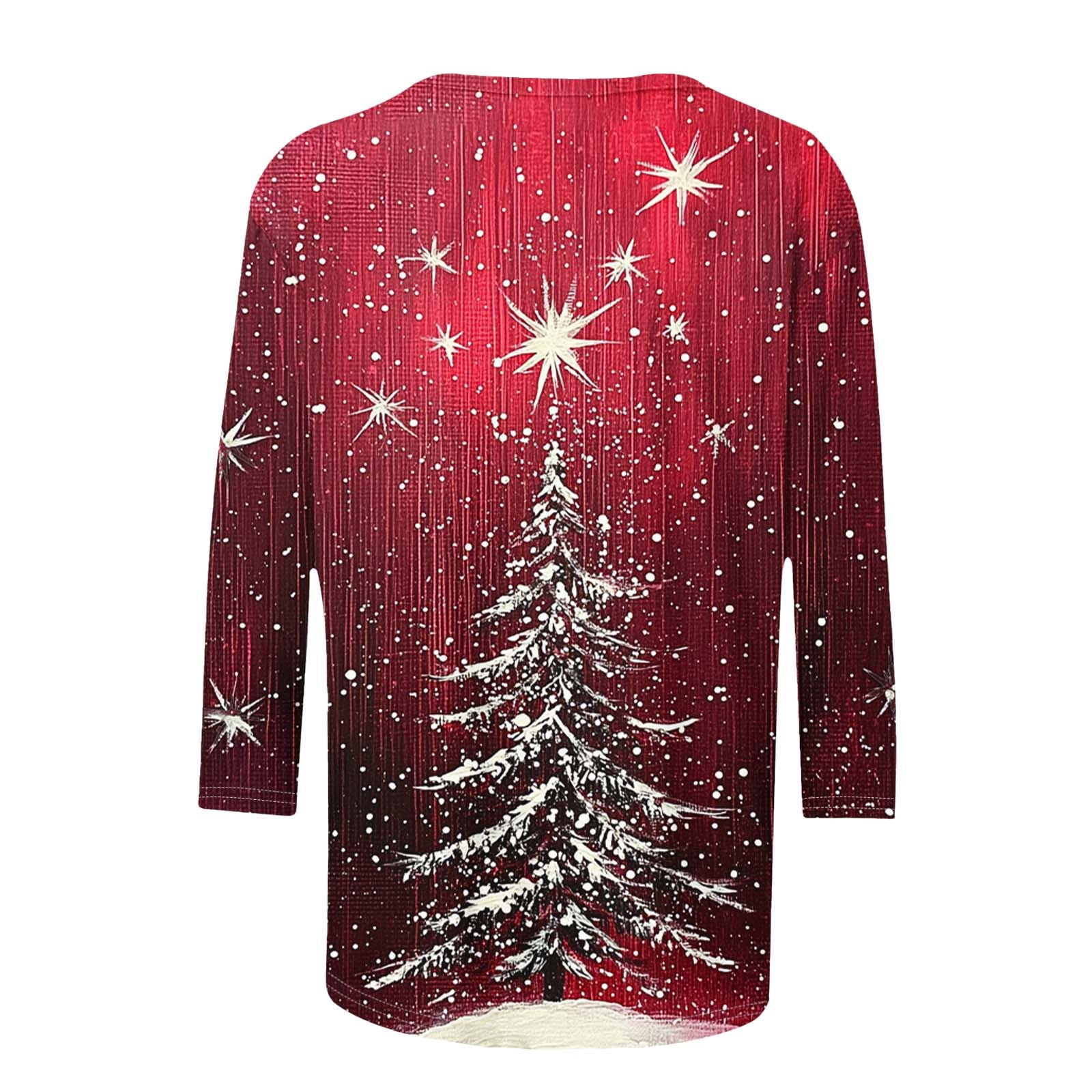 Chemise De Noël Pour Femme - Tunique Ample Imprimée Hibou Et Sapins, Manches Longues, Col Rond, Parfaite Pour Les Fêtes à La Maison Ou Entre Amis - 6
