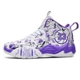 thumbnail image 4 of Novetra Men's high top graffiti fashion leather round toe strap cushioning lightweight and comfortable casual basketball shoes Running Shoes - PURPLES_8, 4 of 7