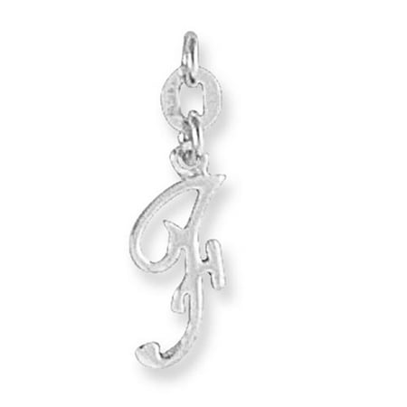 925 Sterling Silver Polished Chain Slide Initial F Charm Pendant