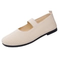 thumbnail image 2 of IEMIEMIEM Women's Ballet Flats Round Toe Mary Jane Shoes Comfortable Dressy Women Flats Adjustable Straps Washable Knit Slip On Shoes White 6.5 Wide, 2 of 5
