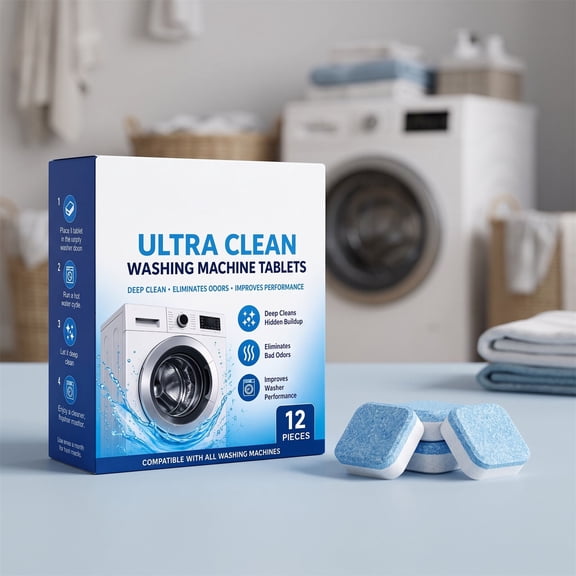 Washing Machine Cleaner Tablets, Deep Descaler for Front and Top Load Washer, 12 Count