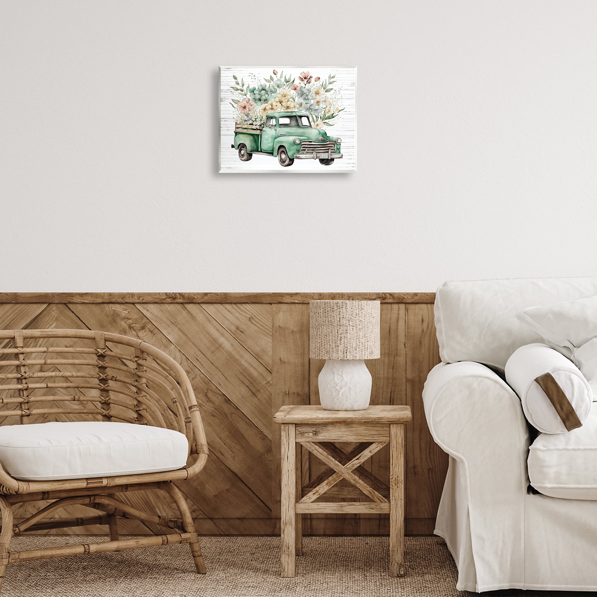 Stupell Industries Floral Filled Truck Transportation Painting Unframed Art Print Wall Art, 14 x 11