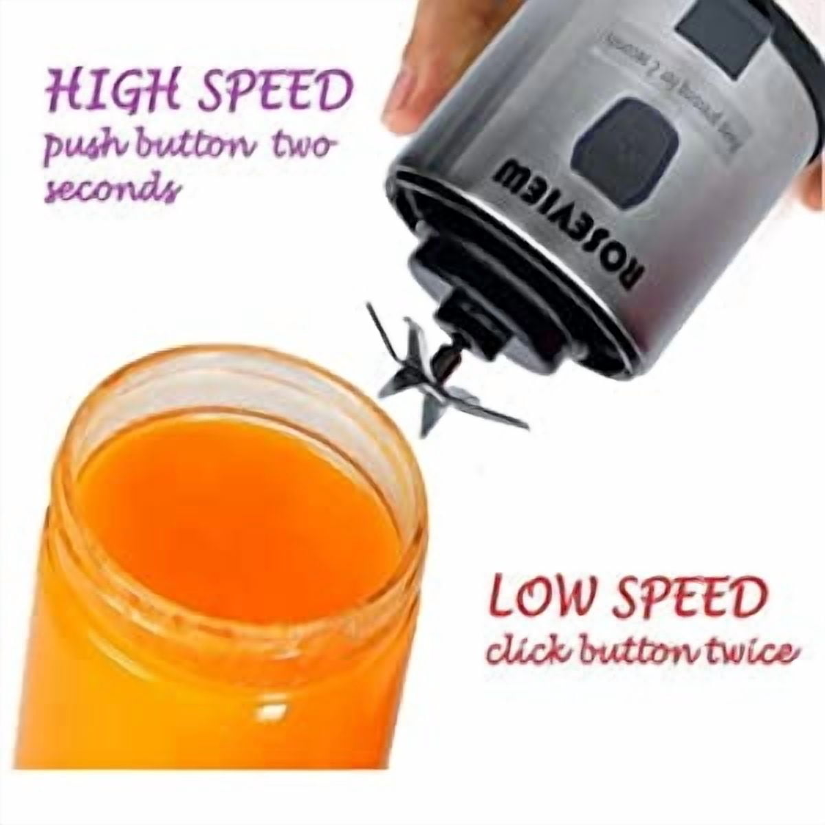 Smoothie blender USB rechargeable ROSEVIEW glass bottle jet blender mini cordless blast jar for shakes and smoothies blend mixer handheld  mini juicer