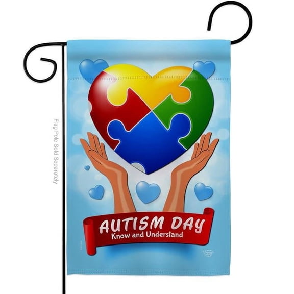 Ornament Collection G192440-BO Autism Day Support Awareness 13 x 18.5 in. Double-Sided Decorative Vertical Garden Flags for House Decoration Banner Yard Gift