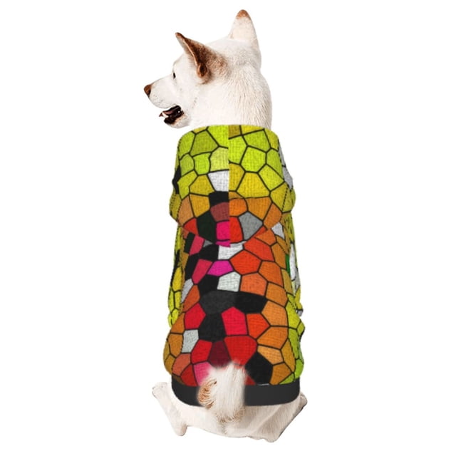 Balery Colorful Tie Dye Stained Glass 1 Sudadera con Capucha para Perros Pequeños – Ropa para Mascotas, Disfraz para Perros y Gatos, Ideal para Fiestas y Cosplay-Small