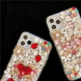 thumbnail image 5 of case for iPhone 13 Pro Max Bling Glitter Case,Luxury Bling Diamond Rhinestone Gemstone 3D Love Heart and Flower Gemstone Soft TPU Back Cover Case for Women Girls with iPhone 13 Pro Max 6.7", 5 of 12