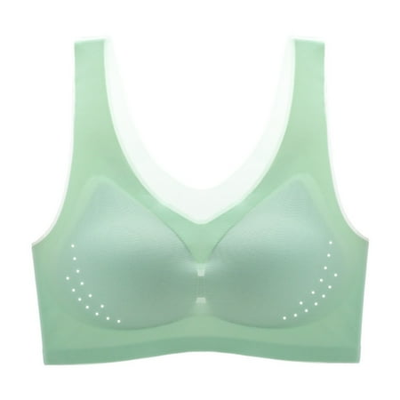 ATOYSOY Sports Bra Everyday Bra Padded Thin Lightly Yoga Activewear Comfort Bra Bralette Underwear Teens Workout Push Up Clearance Breathable Wireless Tank Tops Green XXXXL