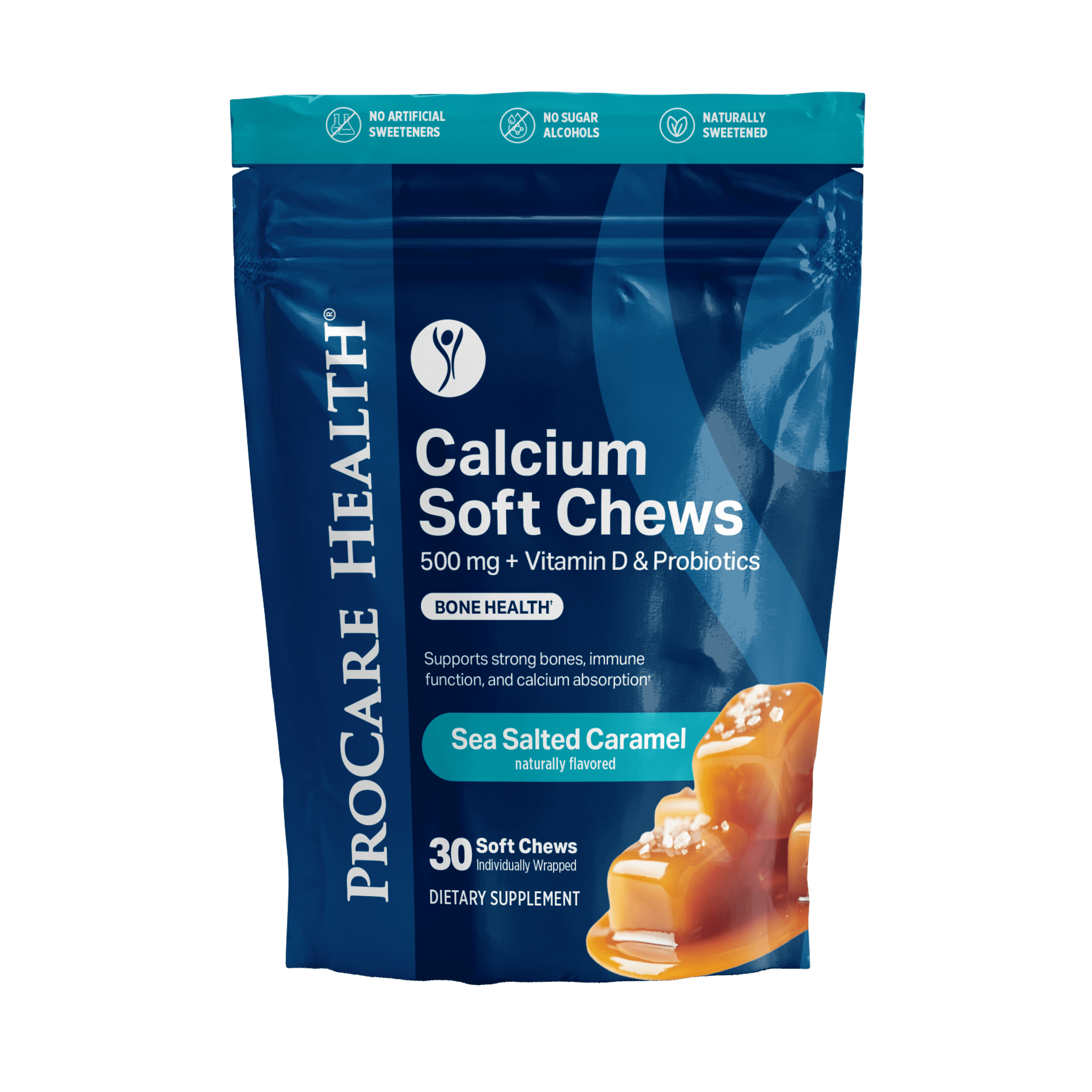 ProCare Health Calcium Soft Chew 500mg - Sea Salted Caramel Pack: 30 Count