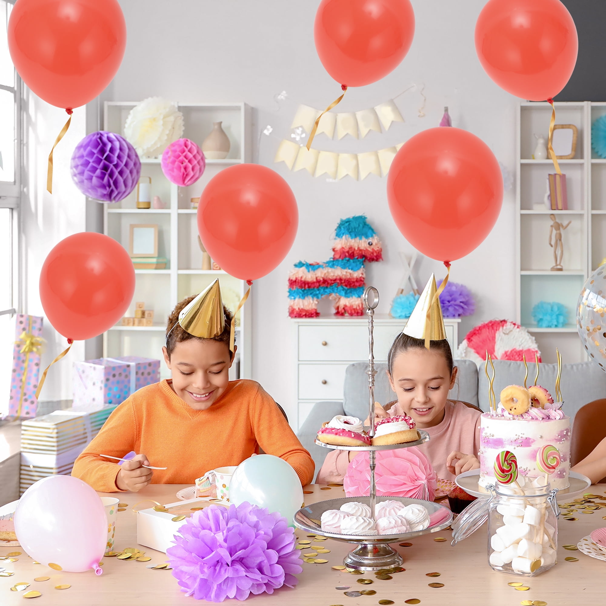 Unique Bargains 20Pcs Latex Party 10 Inch Helium Balloons Coral Red