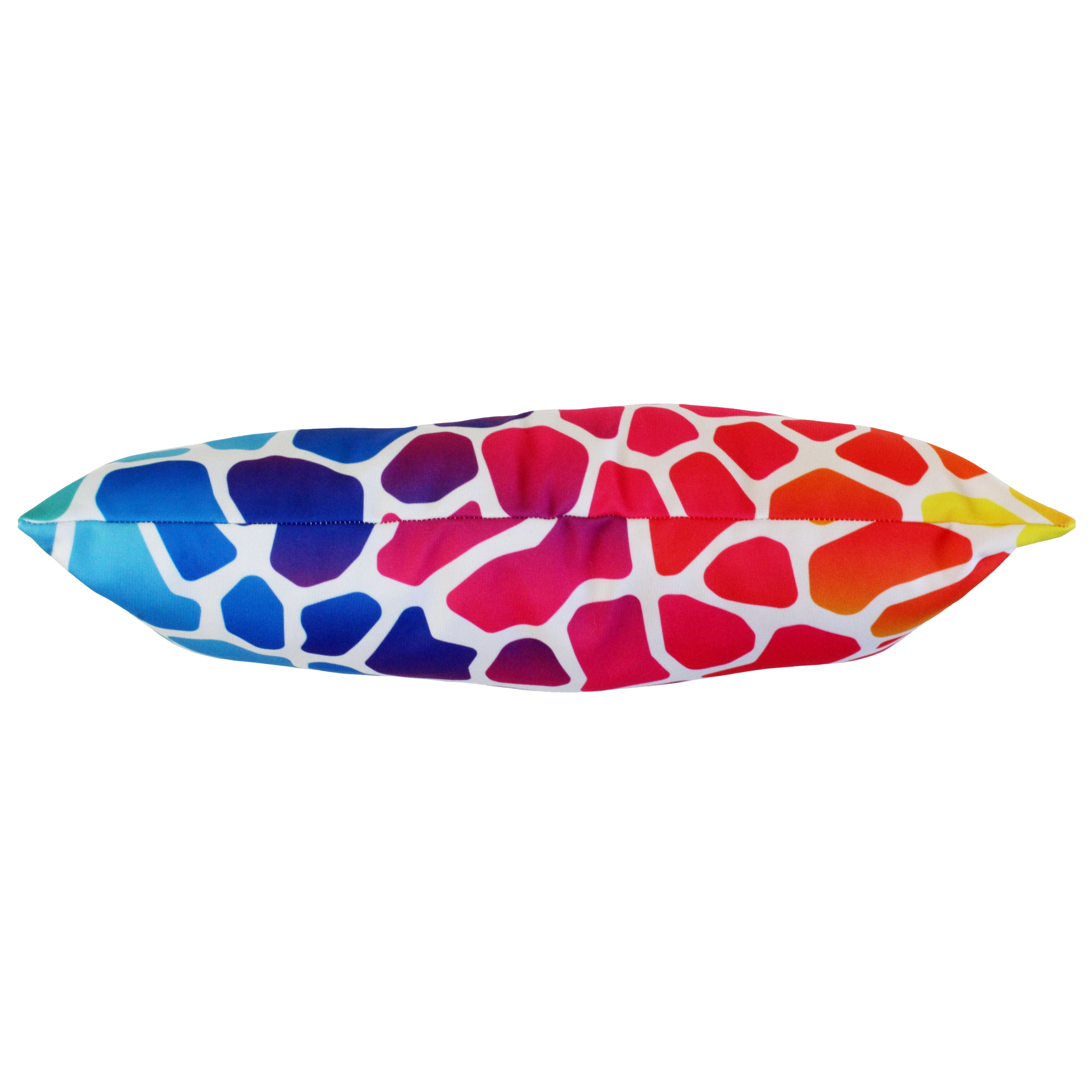 Everything Comfy Giraffe Print Decorative Pillow, 16x6 Inch, Rainbow Gradient,