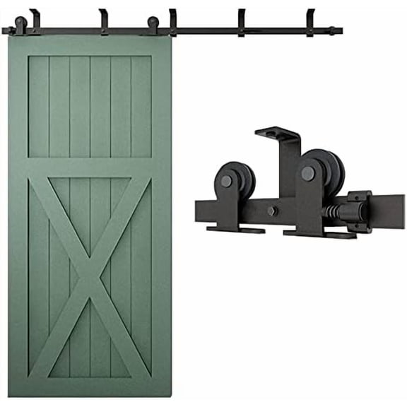 TSMST 9ft Ceiling Mount Sliding Barn Door Hardware fit 54" Wide Single Wooden Door,Easy to Install,Smoothly and Quietly,T Shape Hanger