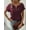 Wine Red, variant on MORTTIC Women's V-Neck Zipper Top, Solid Color Short Sleeve Blouse for Office or Daily Wear, S