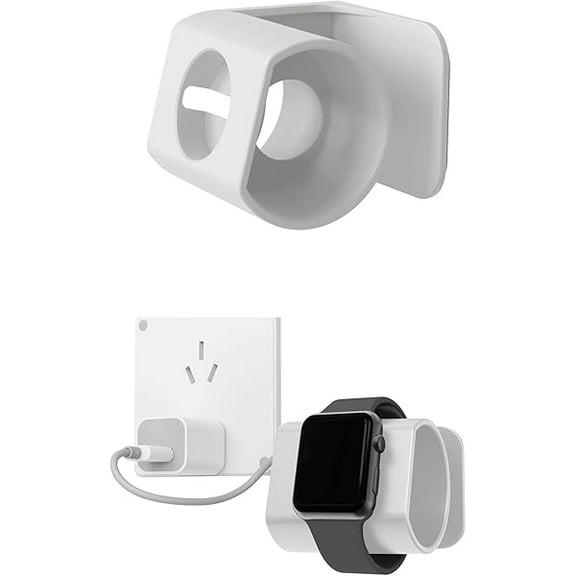 YJJSKEJI Wall Stand for Apple Watch Charger Fit for Apple Watch Wall Mount Bedside Watch Charger Holder Dock for iWatch Series Ultra,8,SE2,7,6,SE,5,4,3,2,1and More Damage-Free Self Adhesive (White)