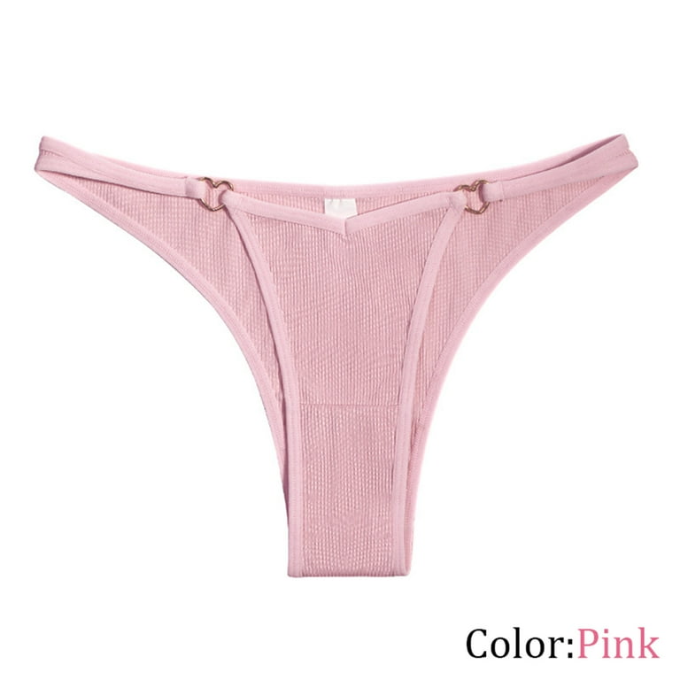 Entyinea Women Underwear Thongs Lace Waist Bikini Panties Pink L 