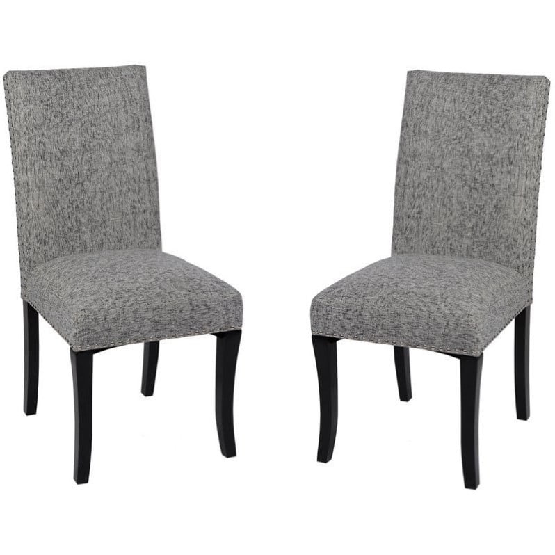 Armen Living Accent Fabric Wood Dining Chair In Ash Set Of 2