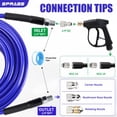 thumbnail image 5 of 50 FT Sewer Jetter Kit for Pressure Washer, Drain Cleaning Hose with Short Spray Gun, 1/4" NPT Rotating & Button Nose Nozzles, M22-14mm & 3/8" Quick Connect Adapters, 5 of 9
