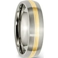 thumbnail image 4 of Titanium/14K Titanium Brushed With 14K Yellow Inlay 6mm Grooved Band (Size 12) Made In China tb140-12, 4 of 5