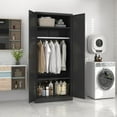 thumbnail image 5 of Metal Wardrobe Cabinet with Hanging Rod, 71" Tall Armoire Wardrobe Closet with 2 Doors and Adjustable Shelves, Black Clothing Storage Cabinets for Bedroom, Laundry Room, Cloak Room, 5 of 8