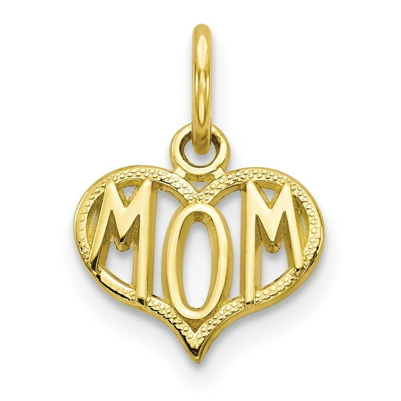 10k Yellow Gold MOM Heart Charm Pendant