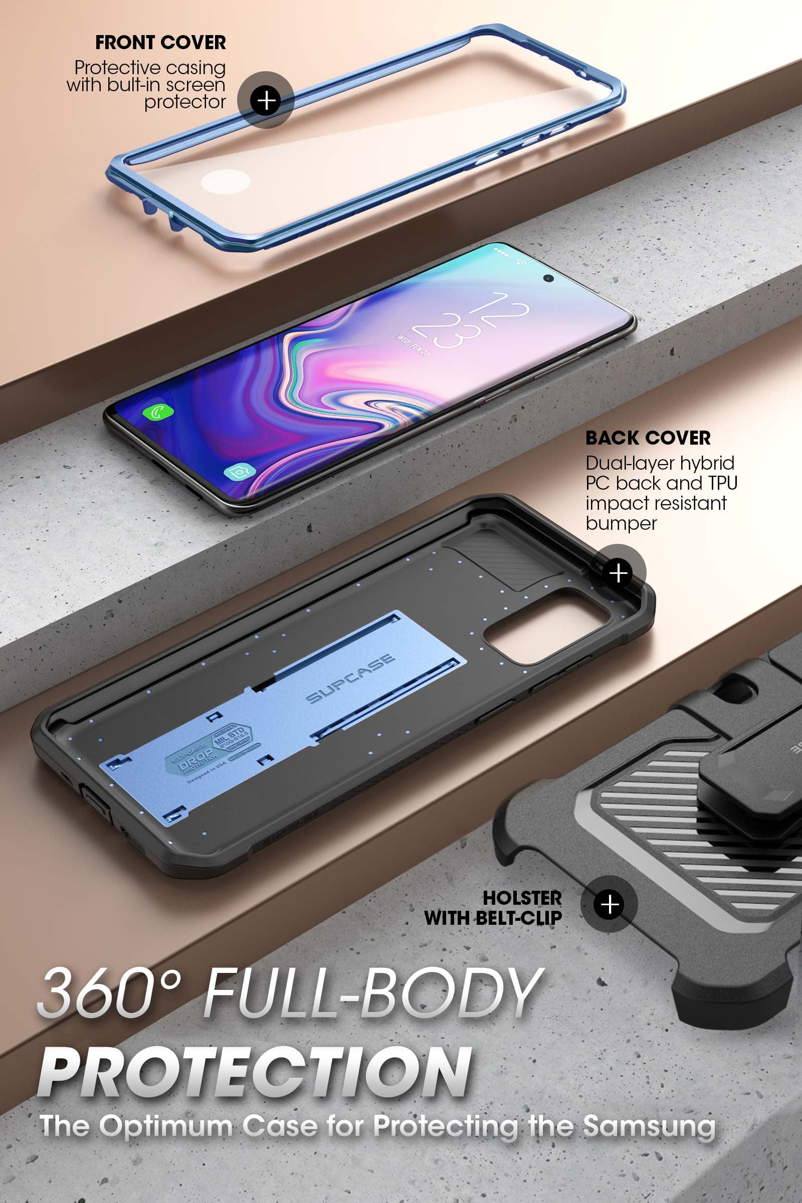 SUPCASE Unicorn Beetle Pro Series Designed for Samsung Galaxy S20 FE 5G Case (2020 Release), Full-Body Dual Layer Rugged Holster & Kickstand Case with Built-in Screen Protector (Tilt)