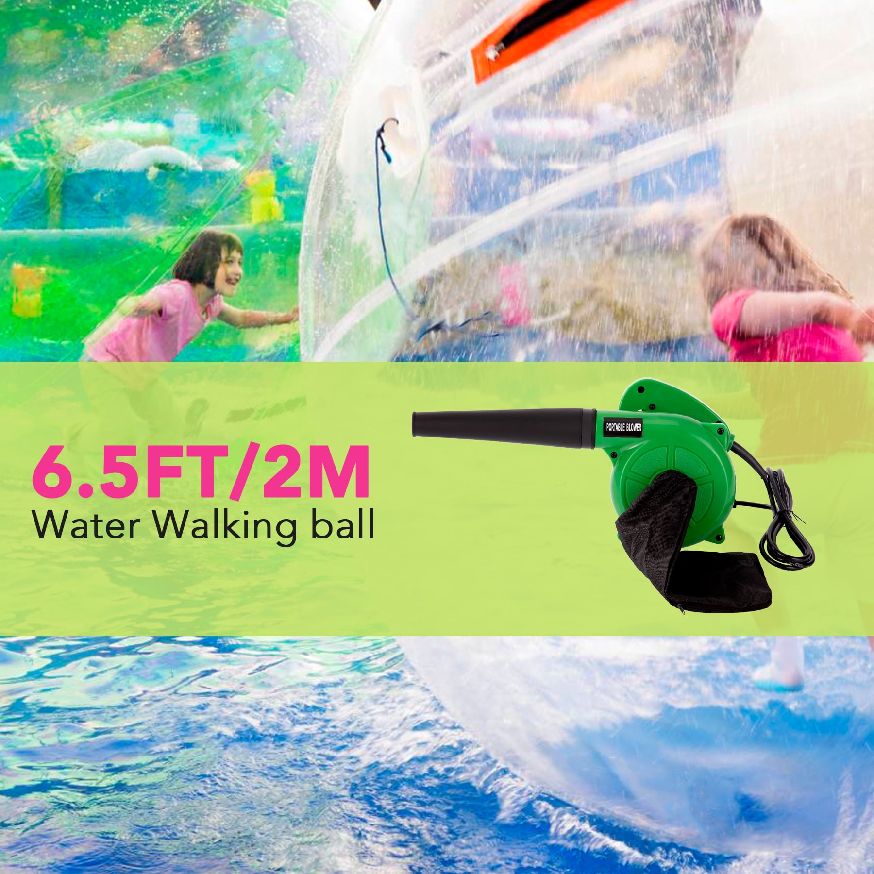 PVC 2M 6.5ft Water Walking Inflatable Ball Zorb Ball German Zipper