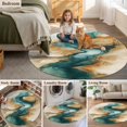 thumbnail image 5 of Round Rugs 3Ft, Teal Grey Marble Round Area Rug Washable Indoor Throw Carpet, Modern Abstract Art Small Non Slip Circle Rug for Bedroom Living Room Home Decor Aesthetic, 5 of 8