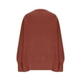 thumbnail image 5 of SuTry Womens Sweaters Long Sleeved Round Neck Knitted Sweater Pullover Solid Color Tops Fall Sweaters for Women(Brown,M), 5 of 7