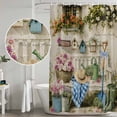 thumbnail image 4 of Polyester Fabric Spring Daisy Shower Curtain, Flowers Farmhouse Leaves Floral Pots Country Retro Waterproof Bathtub Curtain Bathroom Decor Set with Hooks 72 x 78 Inches, 4 of 6