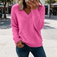 thumbnail image 2 of yillto Womens Fall Sweaters Knit Long Sleeve Warm Tops V Neck Pullover Sweater Solid Color Winter Clothes, 2 of 7