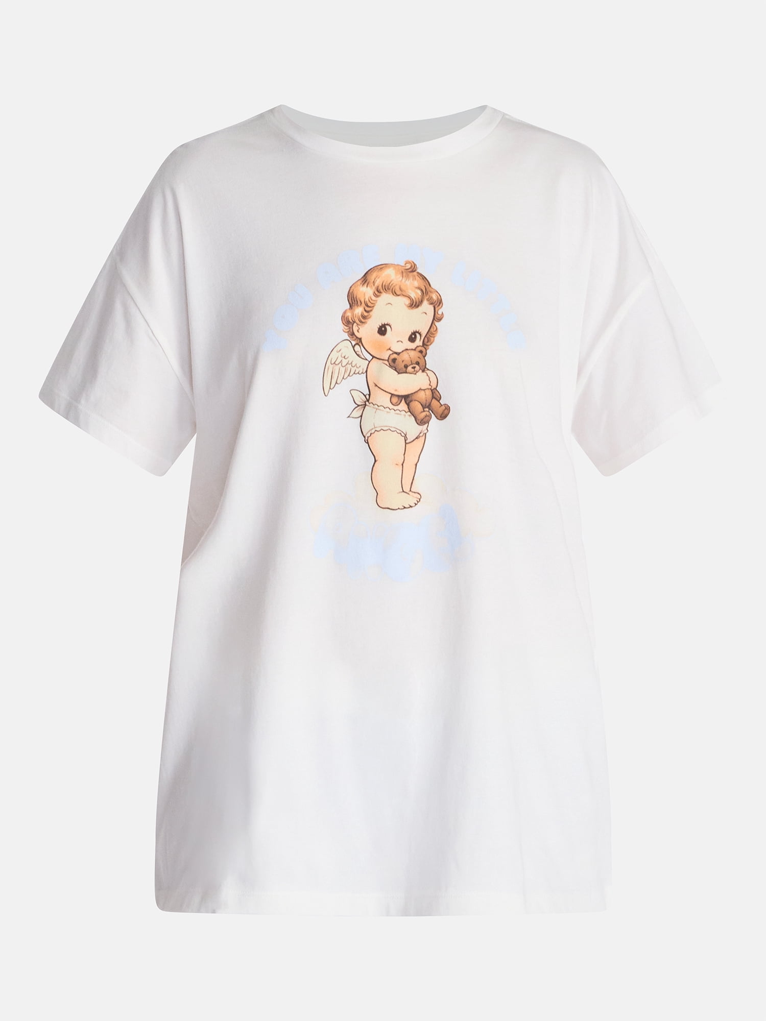 No Boundaries Sleepwear Oversized Graphic Cotton Tee, Women’s and Women’s Plus XXS-3X