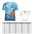thumbnail image 2 of Lighthouse Sunrise Coast Scenery Pale Blue Tan Women's T-Shirt Short Sleeve T Shirts Tops Tee Ladies Loose T, 2 of 6
