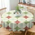 thumbnail image 4 of Red Green Stars Tablecloth, Mid Century Abstract Geometric 1950s Christmas Stars Diamonds Table Cloth Cover for Dining Room Kitchen Decoration Round(60x60in), 4 of 6