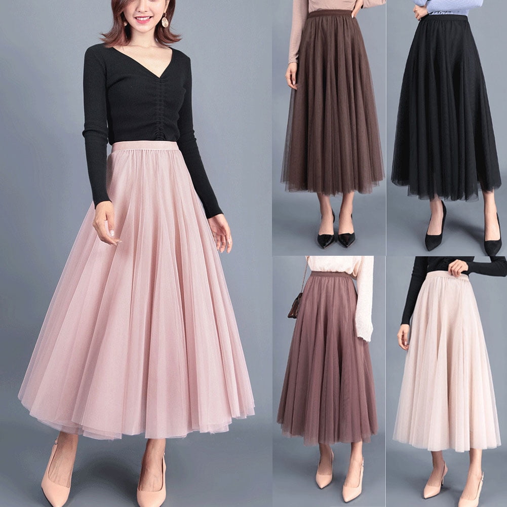 High waist long tulle skirt hotsell