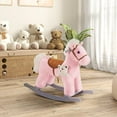 thumbnail image 2 of Qaba Kids Plush Ride-On Rocking Horse with Bear Toy, Children Chair with Soft Plush Toy & Fun Realistic Sounds, Pink, 2 of 10