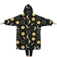 thumbnail image 2 of Oversized Wearable Blanket Hoodie,Black Sun Moon Star Pattern Sherpa Blanket Hoodie with Super Pockets,Super Warm Fuzzy Pullover for Women & Men, 2 of 6