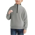 thumbnail image 4 of IVEYRTF Boys Half Zip Sweatshirt Long Sleeve Lapel Collar Pullover Top for Kids Youth Big Boys Winter Clothes Casual Soft Lightweight Loose Round Neckline Pocket Design(Gray#1,13 Years), 4 of 9