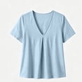 thumbnail image 3 of Dvprdro Womens Cotton Linen V Neck Short Sleeve Tops Summer Casual Solid Light weight Blouses Tees, 3 of 9