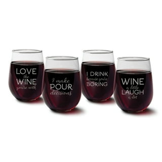 Circleware Downtown Stemless Wine Glasses, Set of 4, 12 oz. Lead-Free Glass Drinking Cups for Bar, Water, Juice, Whiskey & Beverage Drinks